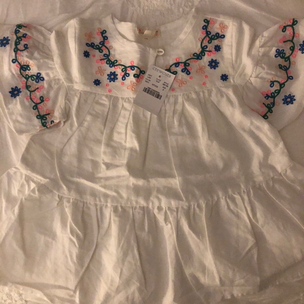 NWT Crewcuts White Peasant Top Size 2.